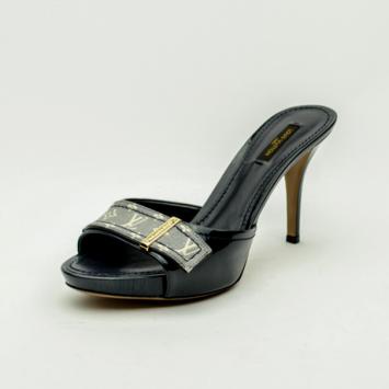 Louis Vuitton Mini Lin Patent Leather Mules Size 39