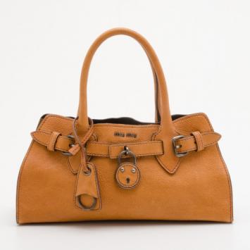 Miu Miu Textured Leather East West Tote 