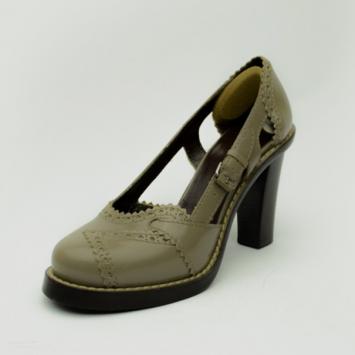 Balenciaga Grey Patent Perforated Leather Cut-Out Pumps Size 35.5