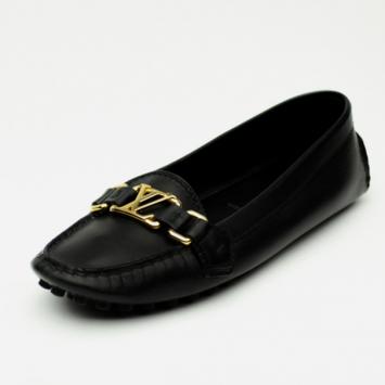 Louis Vuitton Black Leather Oxford Loafers Size 37