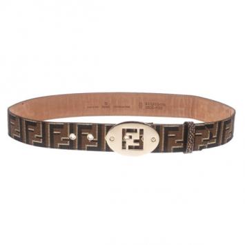 Fendi Zucca Canvas Logo Buckle Belt 80CM