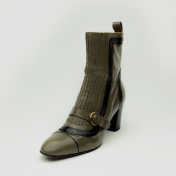 Tod's Grey Patent Leather Brogue Boots Size 37