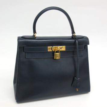 Hermes Vintage Navy Box Calf Kelly 28