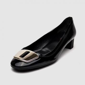 Prada Sport Black Patent Leather Block Heel Pump Size 41 