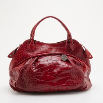 Furla Red Crocodile Leather Large Clara Shopper