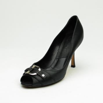 Christian Dior Black Leather Peep Toe Pumps Size 38