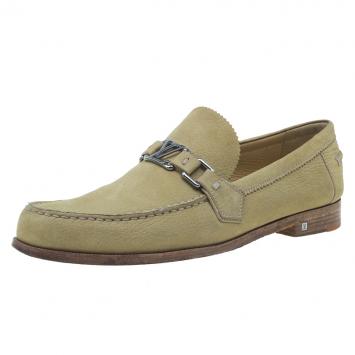 Pre Owned Louis Vuitton Beige Leather Major Loafers Size 42.5
