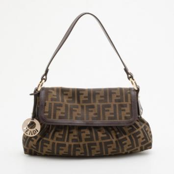 Pre Owned Fendi Zucca Tobacco Chef Hobo