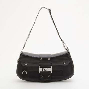 Christian Dior Black Leather Street Chic Shoulder Bag