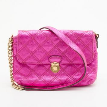 Marc Jacobs Metallic Pink Quilted Clutch 
