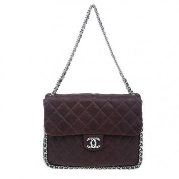 Chanel Burgundy Lambskin Chain Around Large Bag