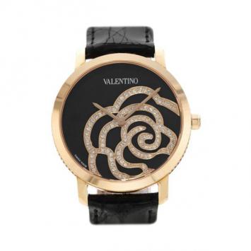 Valentino Swiss Movement Diamond SS Black Ladies Wristwatch