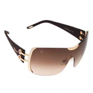Chopard Black and Gold SCH935S Shield Sunglasses