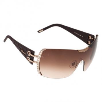 Chopard Black and Silver SCH935S Shield Sunglasses
