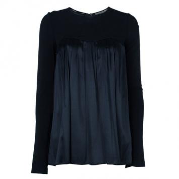 Burberry Silk Long Sleeved Yolk Gathered Top M
