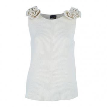 Fendi Off-White Floral Detail Knit Top M
