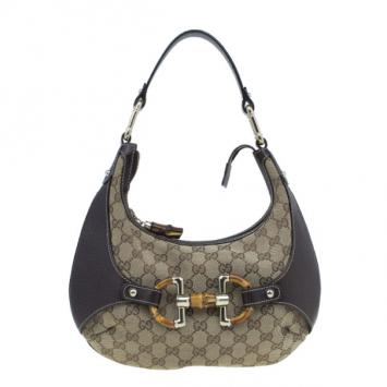 Gucci Brown Canvas Small GG Monogram Amalfi Hobo