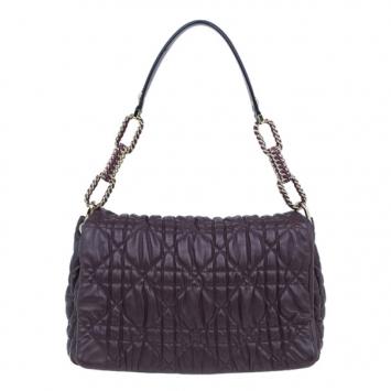 Dior Purple Lambskin Large Cannage Quilted Flap Shoulder Bag