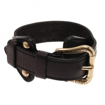 Louis Vuitton Black Leather Bracelet 19.5CM