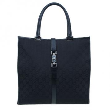 Gucci Black Monogram Canvas Piston Tote