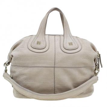 Givenchy Beige Leather Elephant Print Nightingale Tote