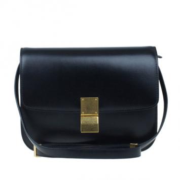 Celine Black Leather Medium Classic Box Shoulder Bag