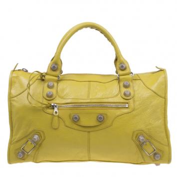 Balenciaga Yellow Lambskin Leather Giant 21 Gold City Bag