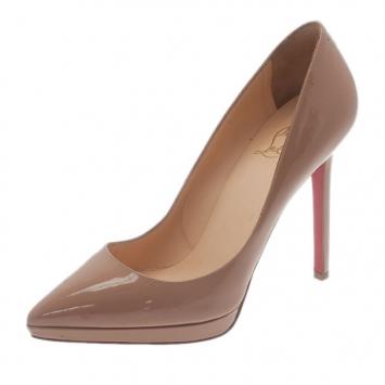 Christian Louboutin Nude Patent Pigalle Plato Pumps Size 37