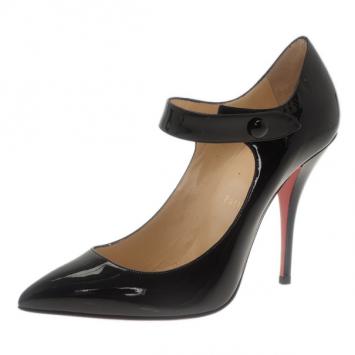 Christian Louboutin Black Patent Neo Pensee Mary Jane Pumps Size 37.5