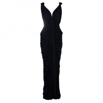 Roberto Cavalli Black Empire Waist Gathered Gown S
