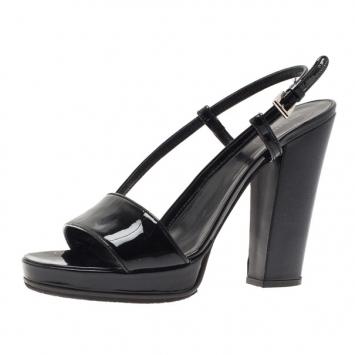 Prada Black Patent Slingback Sandals Size 40