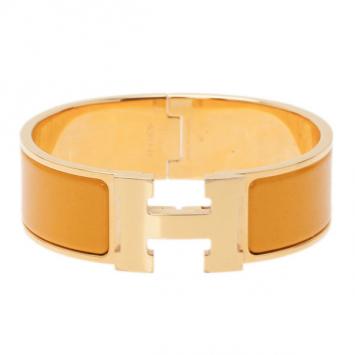 Hermes Clic Clac H Wide Gold-Plated Soleil Bracelet PM