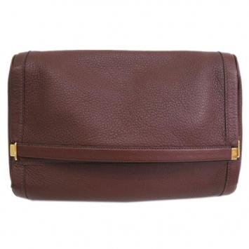 Hermes Burgundy Taurillon Clemence Leather Equi Clutch