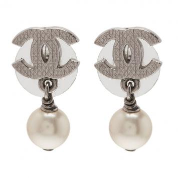 Chanel CC Mini Pearl Earrings