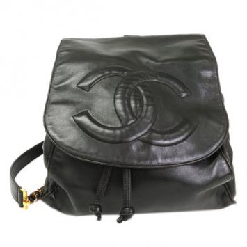 Pre Owned Chanel Black Lambskin Leather Backpack