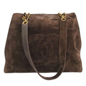 Chanel Brown Suede Leather Tote