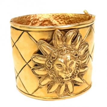 Chanel Vintage Lion Sun Wide Cuff Bracelet 16CM
