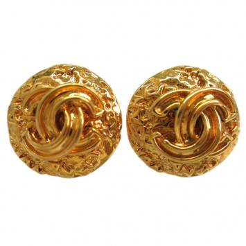 Chanel Vintage CC Button Clip On Earrings