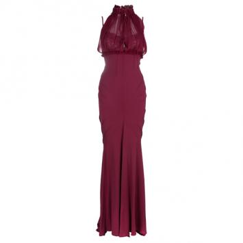 Zuhair Murad Red Silk Halterneck Evening Gown M