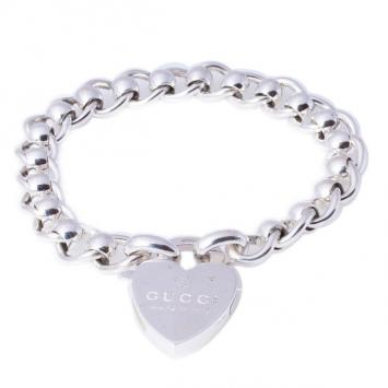 Gucci Silver Heart Lock Bracelet