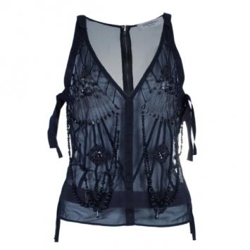 Saint Laurent Paris Soft Tulle Embellished Top M