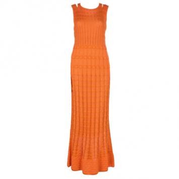 M Missoni Orange Knit Racer Back Maxi Dress M