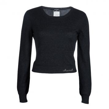 Pre Owned Chanel Grey Cashmere Sweater S