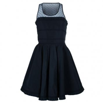 RED Valentino Black Swiss Dot Cocktail Dress S