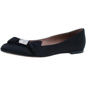 Giuseppe Zanotti Black Satin Ballet Flats Size 38