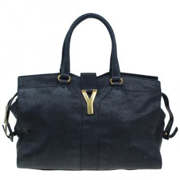 Saint Laurent Paris Black Leather Medium Cabas Chyc Satchel