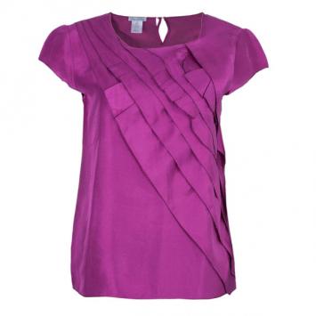 Oscar De La Renta Fuchsia Silk Layered Top M