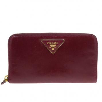 Prada Red Leather Vitello Shine Continental Wallet