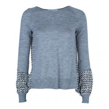 Diane Von Furstenberg Austine Grey Printed Sweater Top S