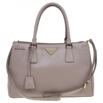 Prada Pink Saffiano Lux Double Zip Tote
